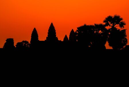 Angkor Wat temple in Cambodia. Angkor Wat is the largest Hindu temple complex and religious monument in the worldの写真素材