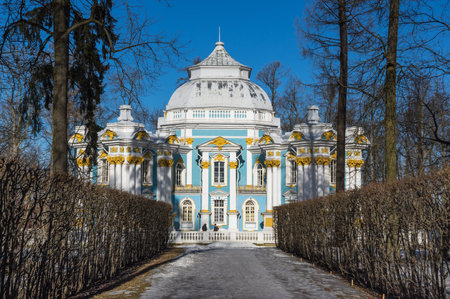 Hermitage pavilion in Catherine park  in Tsarskoe Selo near Saint Petersburg, Russiaのeditorial素材