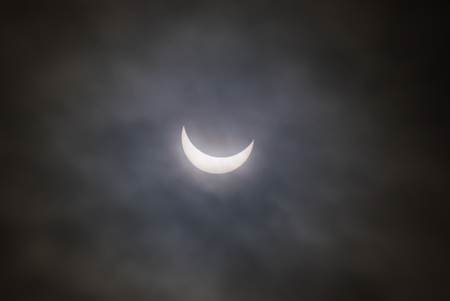 Partial solar eclipse on 20 of March 2015 in Saint-Petersburg, Russiaの写真素材