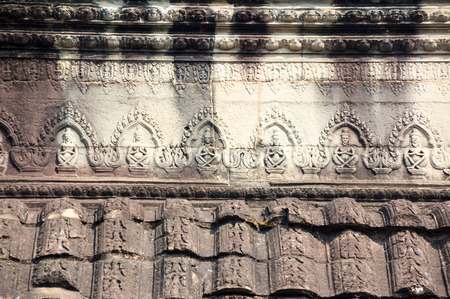 A Bas-Relief Statue of Khmer Culture in Angkor Wat, Cambodiaの写真素材