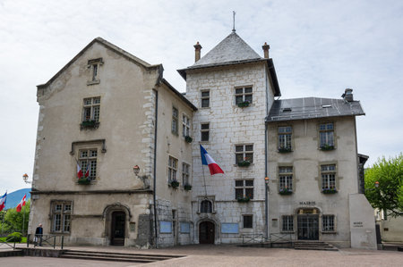 AIX-LES-BAINS, FRANCE - 30 APRIL, 2015: Street of french resort Aix-Les-Bains, one of the important French spa towns that has the largest fresh water marina in Franceのeditorial素材