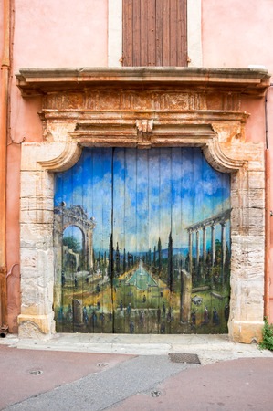 Street of medieval village of Roussillon. It ochre village is included in list of "The most beautiful villages of France"の写真素材