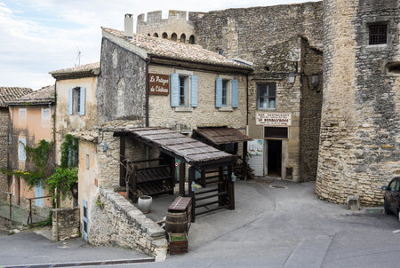 GORDES, FRANCE - MAY 03, 2015: Street of medieval village of GORDES, which is included in list of "The most beautiful villages of France"のeditorial素材