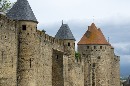 Medieval castle of Carcassonne, Languedoc - Roussillon, Franceのeditorial素材
