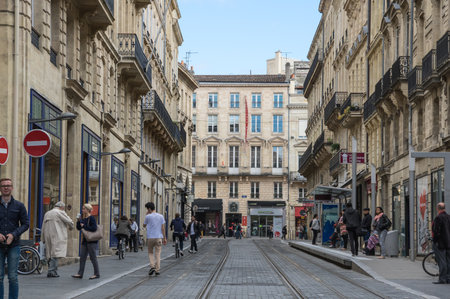 BORDEAUX, FRANCE - MAY 06, 2015: Urban view in Bordeaux. Bordeaux is a port city on the Garonne river in southwestern Franceのeditorial素材