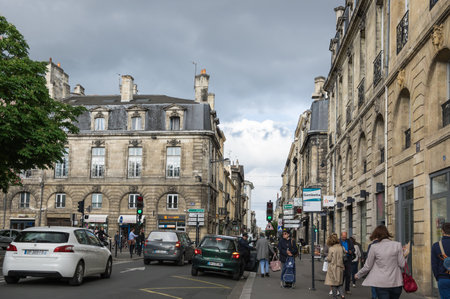 BORDEAUX, FRANCE - MAY 06, 2015: Urban view in Bordeaux. Bordeaux is a port city on the Garonne river in southwestern Franceのeditorial素材