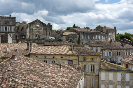 SAINT-EMILION, FRANCE - MAY 06, 2015: Saint-Emilion - one of the main red wine production areas of Bordeaux region, France. The town is a UNESCO World Heritage siteのeditorial素材