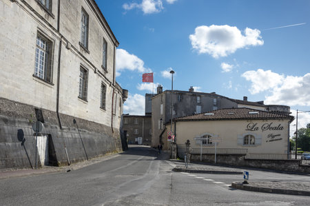 COGNAC, FRANCE - MAY 06, 2015: Old houses in french town Cognac. The town gives its name to one of the world's best-known types of brandyのeditorial素材