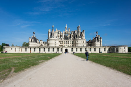 The royal Chateau de Chambord at Chambord, Loir-et-Cher, Franceのeditorial素材