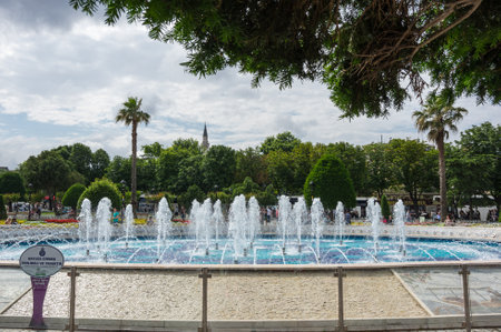 ISTANBUL, TURKEY - JUNE 19, 2015: A fountain near the Hagia Sophia in Istanbul, Turkeyのeditorial素材