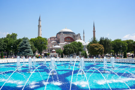 ISTANBUL, TURKEY - JUNE 20, 2015: Hagia Sophia was a Greek Orthodox Christian patriarchal basilica (church), later an imperial mosque, and now a museum in Istanbul, Turkeyのeditorial素材