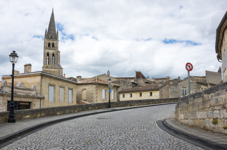 SAINT-EMILION, FRANCE - MAY 06, 2015: Saint-Emilion - one of the main red wine production areas of Bordeaux region, France. The town is a UNESCO World Heritage siteのeditorial素材