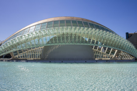 VALENCIA, SPAIN - OCTOBER 08, 2014: L'Hemisferic, a IMAX 3D-cinema, planetarium and laserium in the City of Arts and Sciences (Ciudad de las artes y las ciencias) in Valencia, Spainのeditorial素材