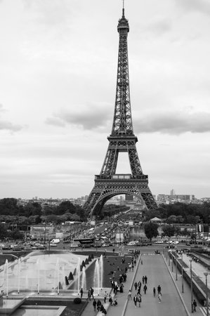 PARIS, FRANCE - MAY 07, 2015: View at famous Tour Eiffel in the evening, Paris, Franceのeditorial素材