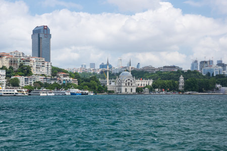 ISTANBUL, TURKEY - JUNE 25, 2015: Panoramic view of Golden Horn and european part of Istanbul, Turkeyのeditorial素材