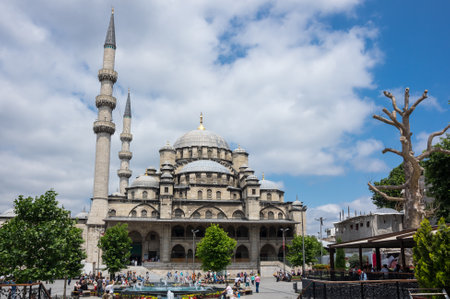 ISTANBUL, TURKEY - JUNE 25, 2015: The Yeni Cami ( New Mosque) is an Ottoman imperial mosque located in the Eminonu quarter of Istanbul, Turkeyのeditorial素材