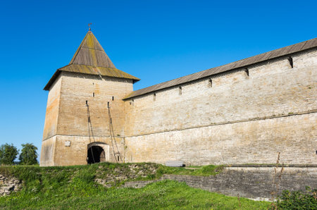 Oreshek fortress is situated on the small Orekhovy Island in the River Neva's outflow from Lake Ladoga, Leningrad region, Russiaのeditorial素材