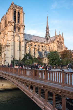PARIS, FRANCE - OCTOBER 11, 2015: Notre-Dame de Paris (French for "Our Lady of Paris") is a medieval Catholic cathedral on the Cite Island in Paris, Franceのeditorial素材