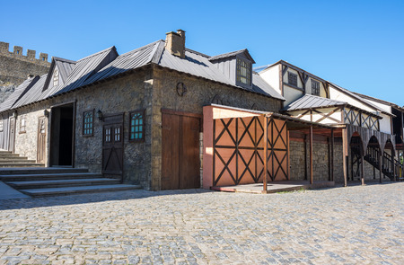 The street of Obidos in Portugal, popular tourist destination because of its a well-preserved medieval architectureの写真素材