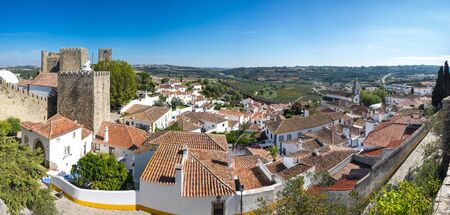 View of the medieval town of Obidos in Portugalの写真素材