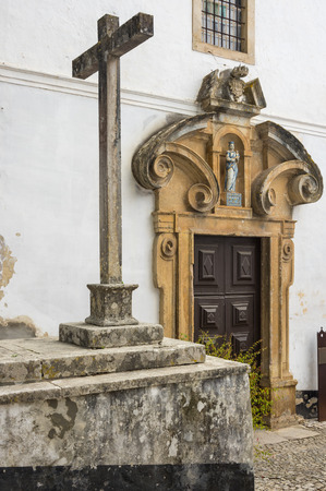 The street of Obidos in Portugal, popular tourist destination because of its a well-preserved medieval architectureの写真素材