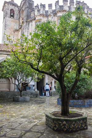 TOMAR, PORTUGAL - OCTOBER 17, 2015: The Convent of Christ is a former Roman Catholic monastery in Tomar, Portugal. The convent was founded by the Order of Poor Knights of the Temple (or Templar Knights) in 1118のeditorial素材