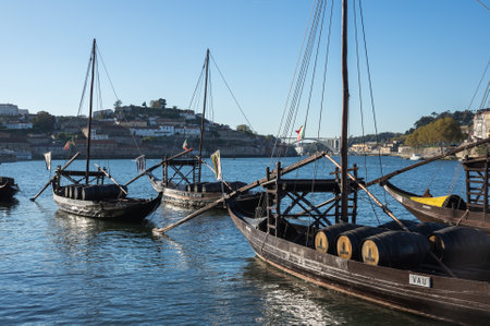 PORTO, PORTUGAL - OCTOBER 20, 2015: Panorama of river Douro and the old town of Porto, the second largest city in Portugal after Lisbonのeditorial素材