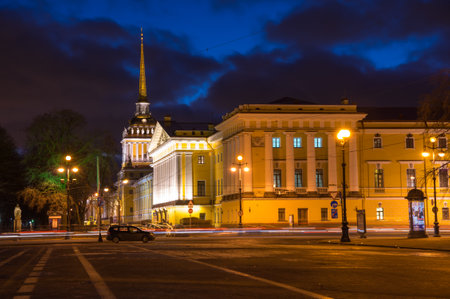 SAINT- PETERSBURG, RUSSIA - FEBRUARY 01, 2016: Building of Admiralty in the night, Saint Petersburg, Russiaのeditorial素材