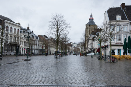 MAASTRICHT, NETHERLANDS - FEBRUARY 20, 2016: Market square in the historical center of Maastricht, a city and a municipality in the southeast of the Netherlandsのeditorial素材