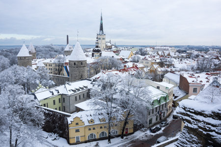 Panoramic view of Old Town in Tallinn, Estonia. Old Town is listed in the UNESCO World Heritage Listのeditorial素材