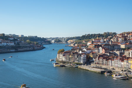 PORTO, PORTUGAL - OCTOBER 20, 2015: Panorama of the old town of Porto, the second largest city in Portugal after Lisbonのeditorial素材