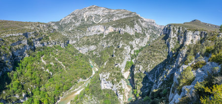 View on the cliffs of the Gorge du Verdon in Provence, Franceの写真素材