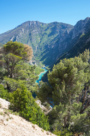 View on the cliffs of the Gorge du Verdon in Provence, Franceの写真素材