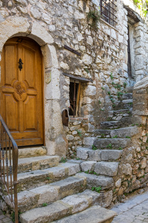 TOURRETTES-SUR-LOUP, FRANCE - APRIL 25, 2016: Street of Tourrettes-sur-Loup, a medieval village in the Alpes-Maritimes department in southeastern Franceのeditorial素材