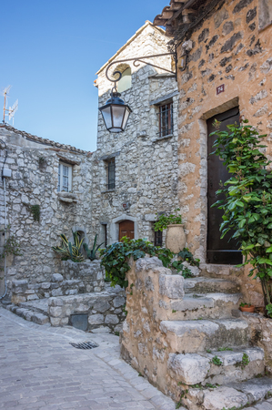 Street of Tourrettes-sur-Loup, a medieval village in the Alpes-Maritimes department in southeastern Franceの写真素材