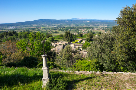Panoramic view of town Oppede-le-Vieux in Provence, Franceの写真素材