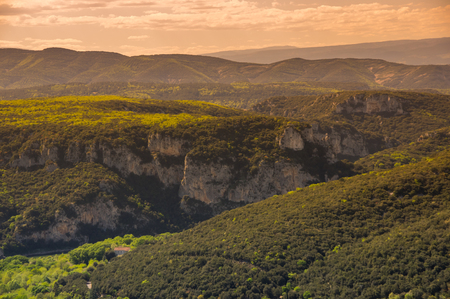 View of Ardeche Gorges, locally known as the "European Grand Canyon", Franceの写真素材