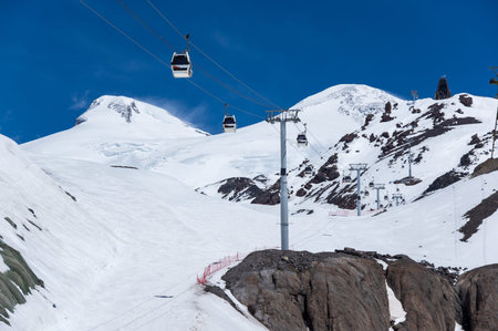 Double peak of Mount Elbrus, the highest mountain in Europe