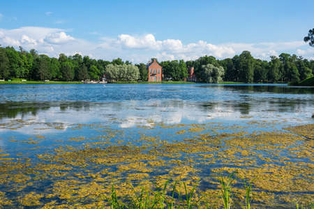 Panoramic view of Catherine park  in Tsarskoye Selo near Saint Petersburg, Russiaの写真素材
