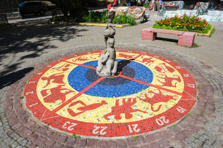 SAINT- PETERSBURG, RUSSIA - JULY 10, 2016: Mosaic panel at the courtyard of Minor Academy of art in...