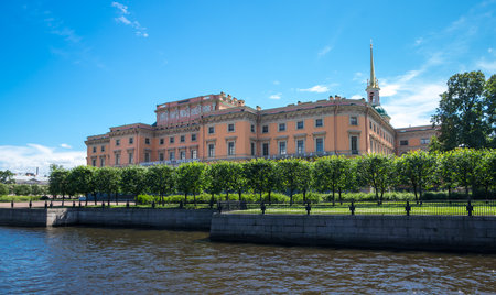View of Mikhailovsky Castle or the Engineers Castle, former royal residence in the historic centre of Saint-Petersburg, Russiaのeditorial素材