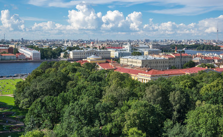 Top view of Saint-Petersburg from the roof of Saint Isaac's Cathedral, Russiaのeditorial素材