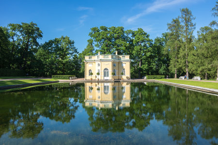 Bathhouse pavilion in Catherine park  in Tsarskoe Selo near Saint Petersburg, Russiaのeditorial素材