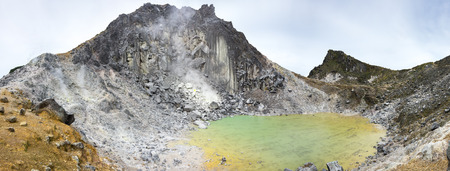 The crater of volcano Sibayak on island Sumatra, Indonesiaの写真素材