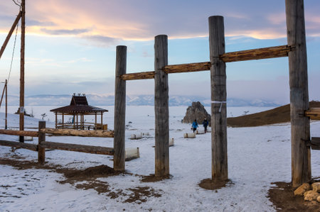The village Khuzhir in winter, Olkhon island, Lake Baikal, Siberia, Russiaのeditorial素材