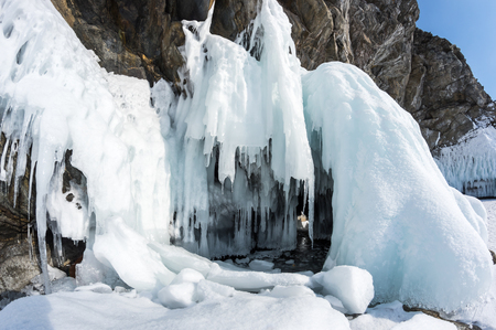 View of Lake Baikal in winter, the deepest and largest freshwater lake by volume in the world, located in southern Siberia, Russiaの写真素材