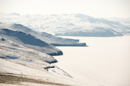 Panoramic view of Olkhon Island at Baikal Lake, Siberia, Russiaの写真素材