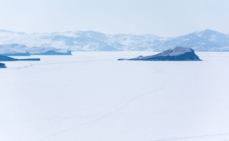 Panoramic view of Olkhon Island at Baikal Lake, Siberia, Russia