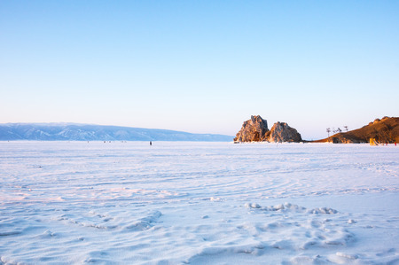 Cape Burkhan (Shaman Rock) on Olkhon Island at Baikal Lake, Siberia, Russiaの写真素材