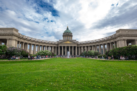 Photo for SAINT- PETERSBURG, RUSSIA - JUNE 11, 2017: Kazan Cathedral or Kazanskiy Kafedralniy Sobor, also known as the Cathedral of Our Lady of Kazan, is a cathedral of the Russian Orthodox Church on the Nevsky Prospekt in Saint Petersburg, Russia - Royalty Free Image